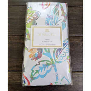 THE CLASSIC HOUSE Cotton 4pc Dinner Napkins 20" JACOBEAN Watercolor LIME RED